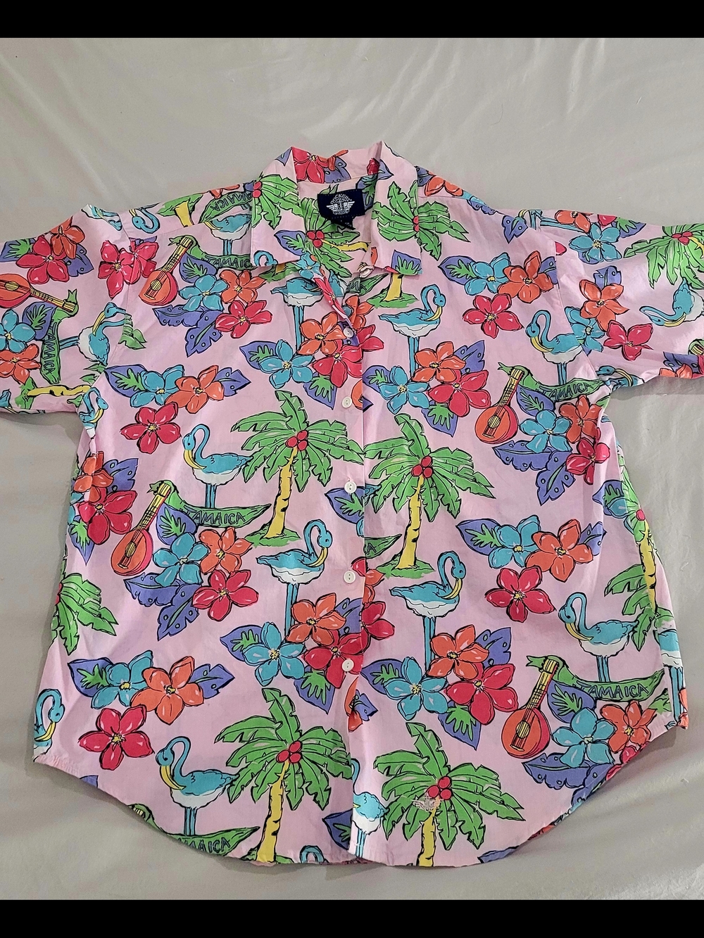 Dockers Pink Tropical Floral Short-Sleeve Button-Down Shirt